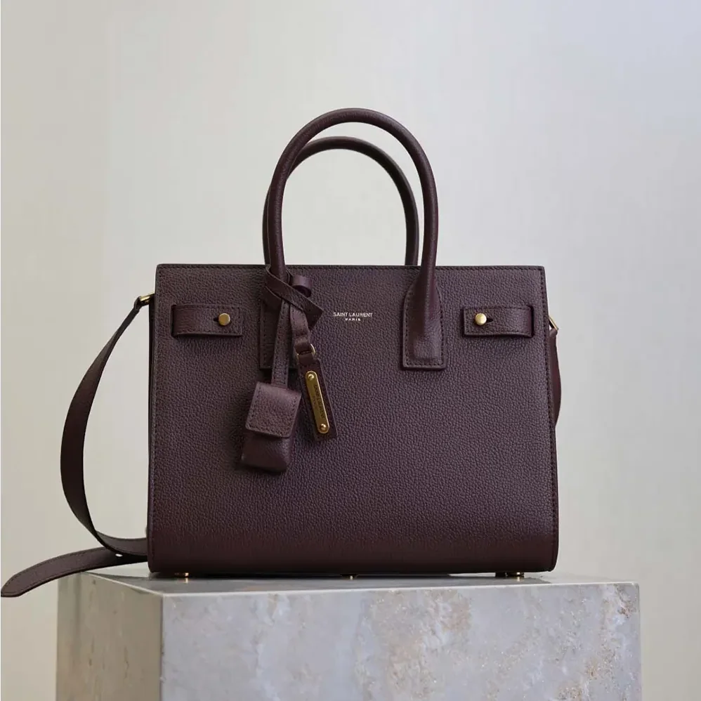 Saint Laurent YSL Nano Sac De Jour In Supple Grained Leather for Women in Maroon Saint Laurent YSL Nano Sac De Jour In Supple Grained Leather for Women in Maroon