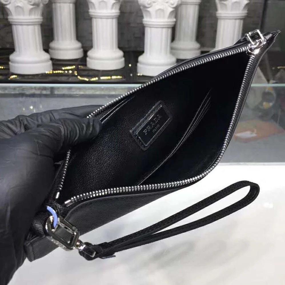 Prada Saffiano Leather Hand Bag for Men in Black Prada Saffiano Leather Hand Bag for Men in Black