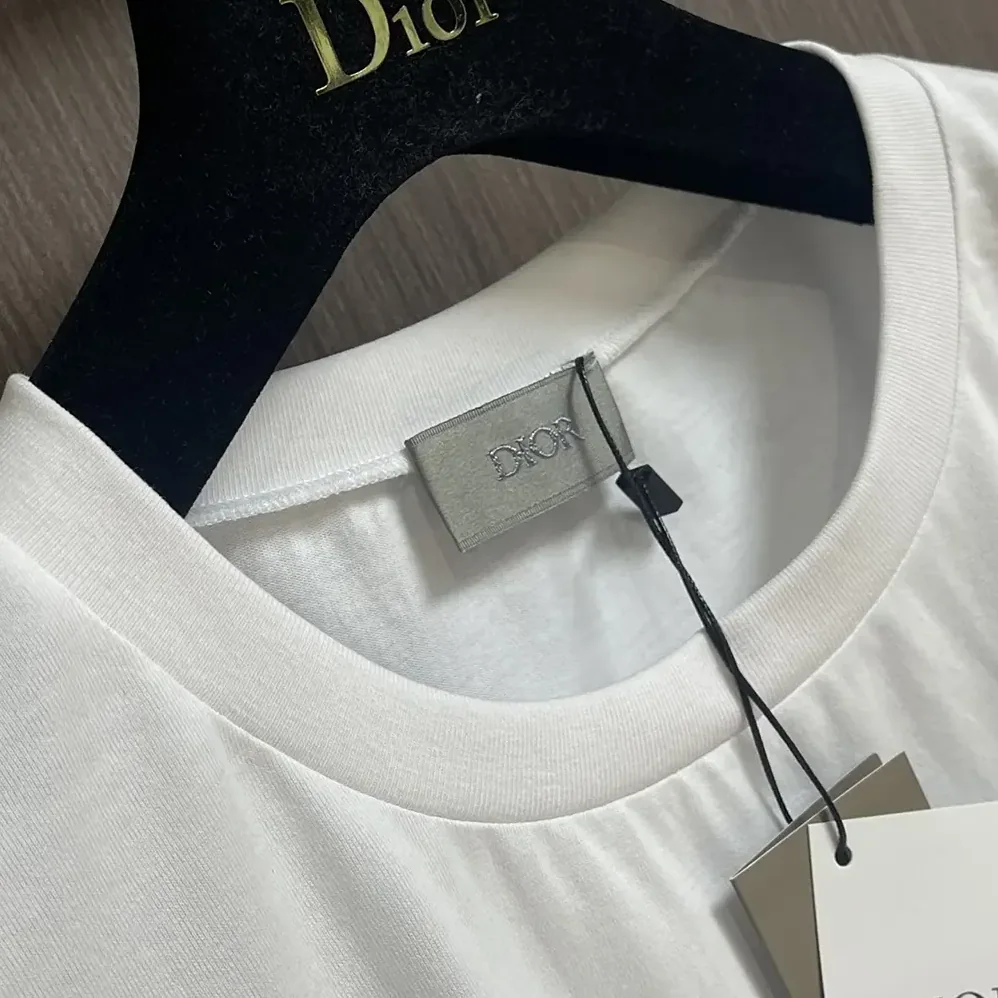 Dior T-Shirt with Bee Embroidery White Cotton Jersey for Men