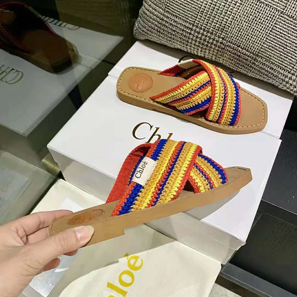 Chloe Woody Flat Mule for Women in Yellow