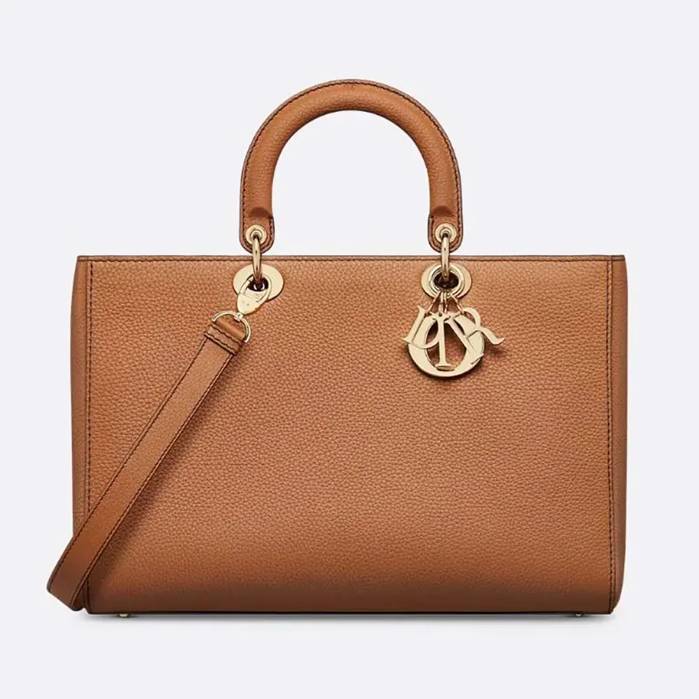 Dior Large Lady D-Sire My ABCDior Bag Dark Brandy Taurillon Leather for Women