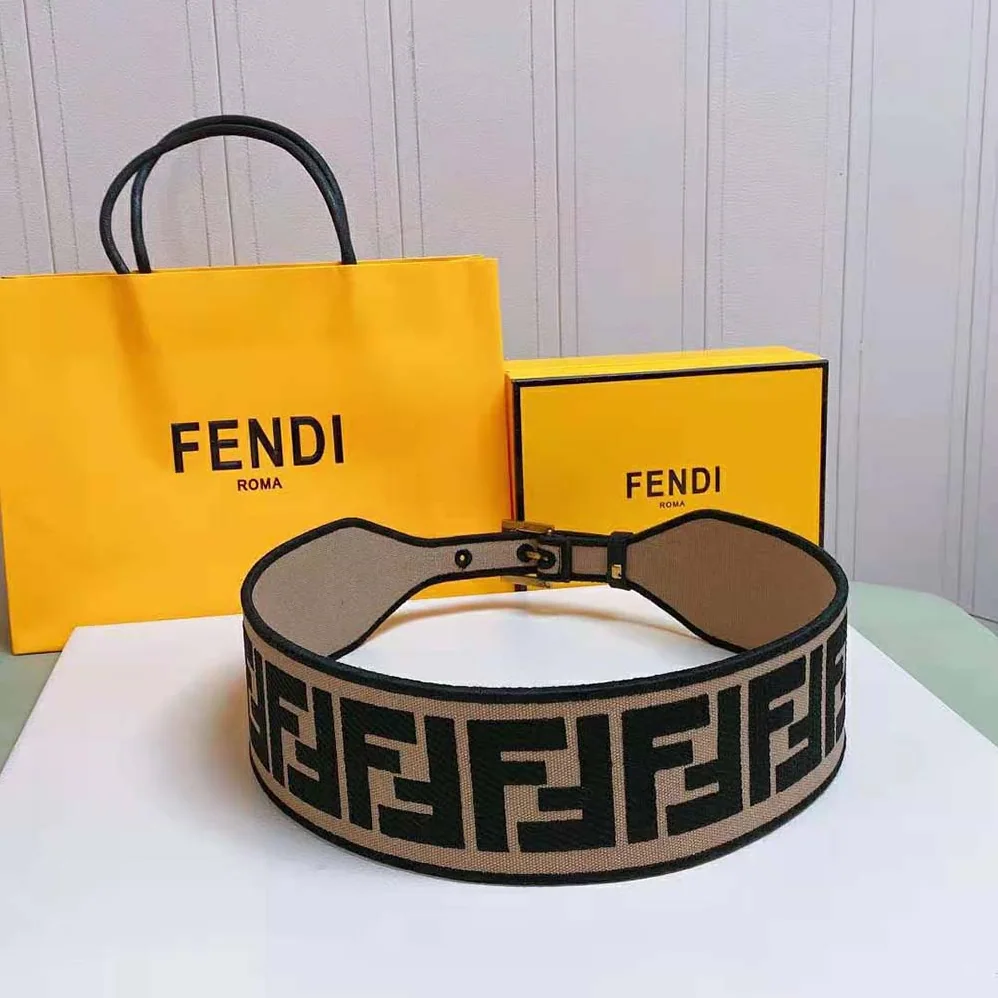 Fendi Canvas High Waist Belt 6 cm for Women in Brown Fendi Canvas High Waist Belt 6 cm for Women in Brown