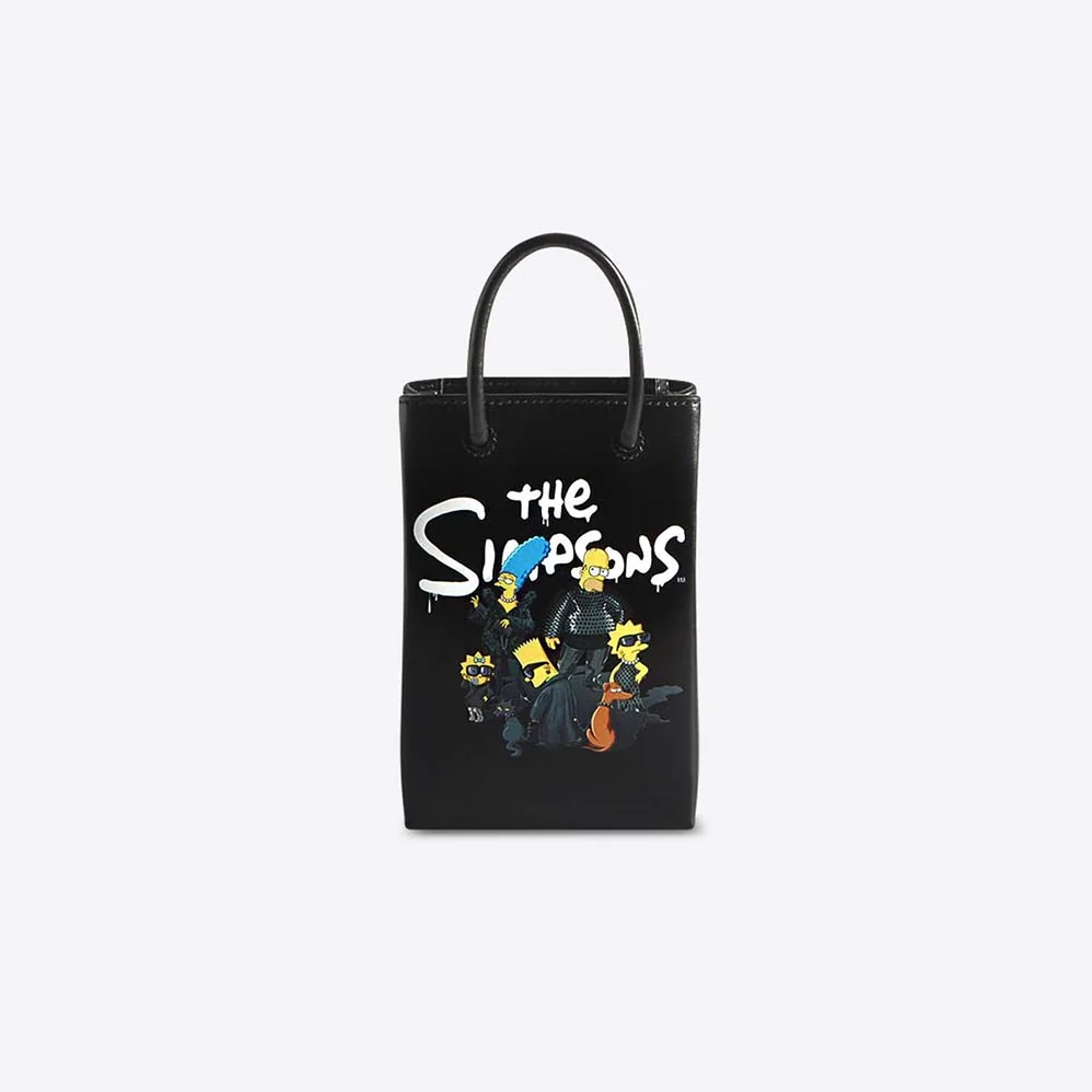 Balenciaga the Simpsons Tm 20th Television Mini Shopping Bag in Shiny Box Calfskin in Black for Women Balenciaga the Simpsons Tm 20th Television Mini Shopping Bag in Shiny Box Calfskin in Black for Women