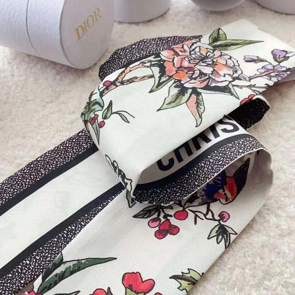 Dior Jardin Botanique Mitzah Scarf White Multicolor Silk Twill for Women