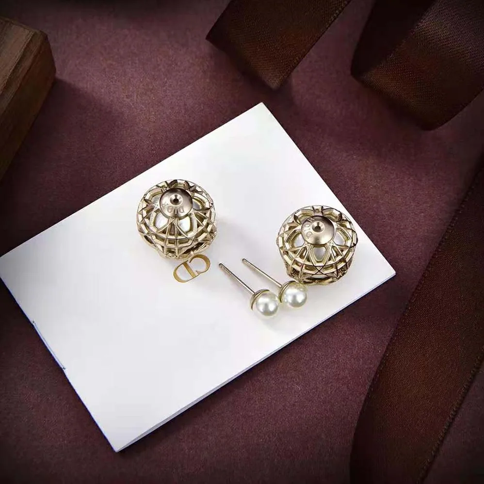 Dior Tribales Earrings White Resin Pearls and Gold for Women in Finish Metal