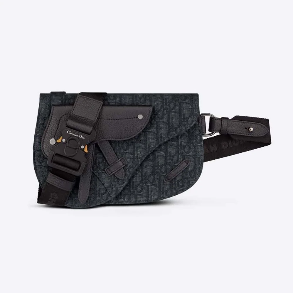 Dior Saddle Pouch Black Dior Oblique Jacquard for Men