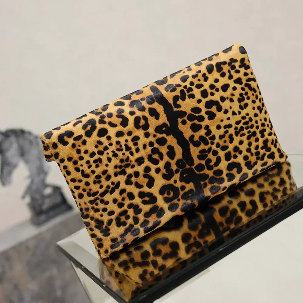 Saint Laurent YSL Cassandre Large Envelope Pouch In Pony Hair Leather 30cm for Women