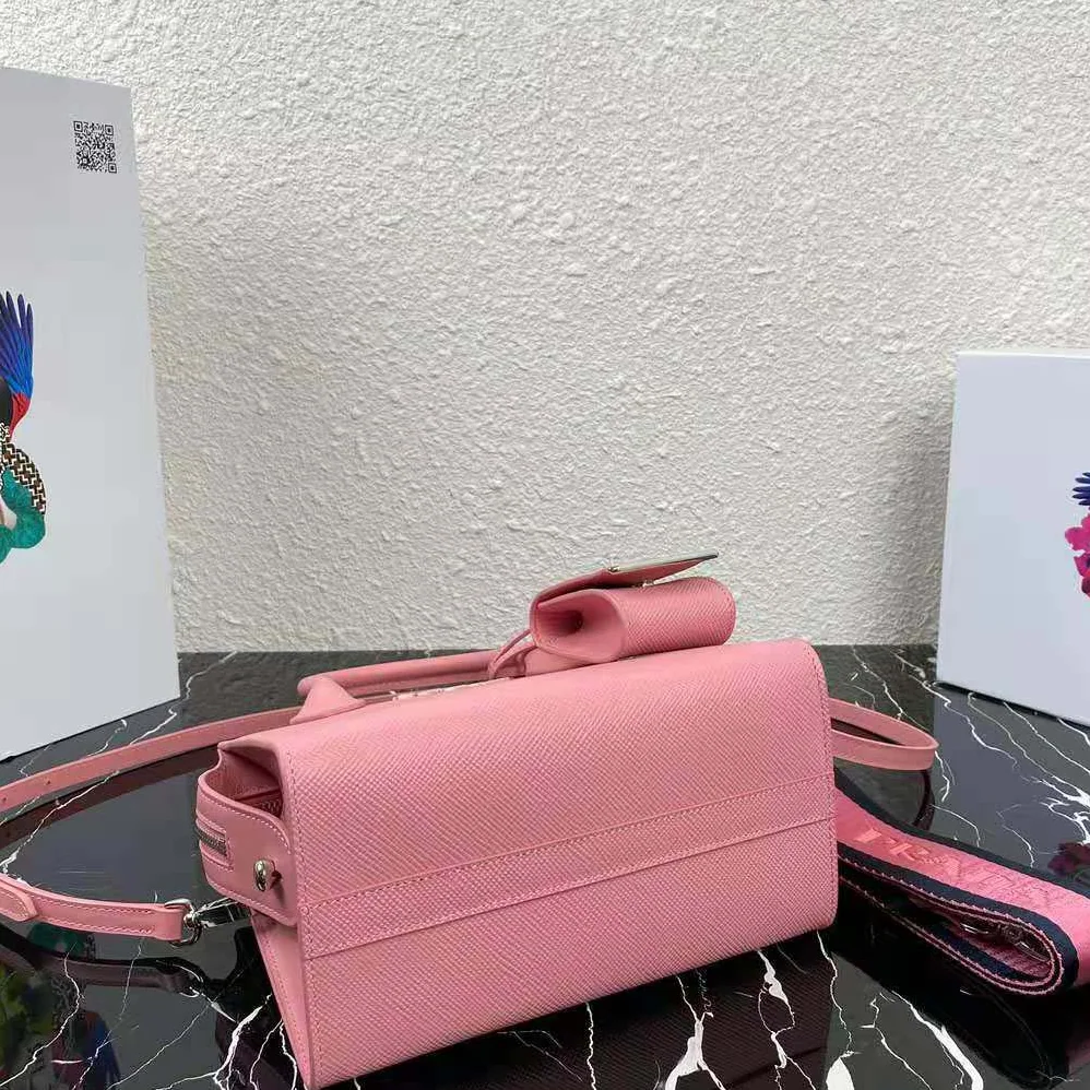 Prada Saffiano Leather Prada Monochrome Bag for Women in Pink Prada Saffiano Leather Prada Monochrome Bag for Women in Pink