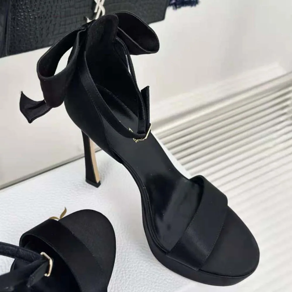 Dior Mlle Dior Heeled Sandal Black Satin for Women