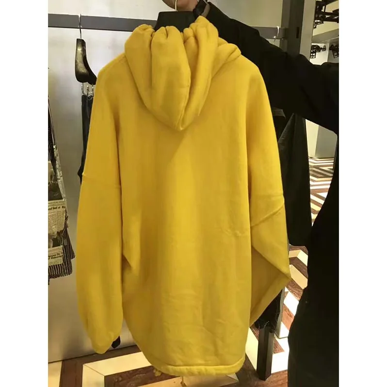 Balenciaga Hoodie Cardigan Logo Printed Hooded Sweater for Women in Yellow