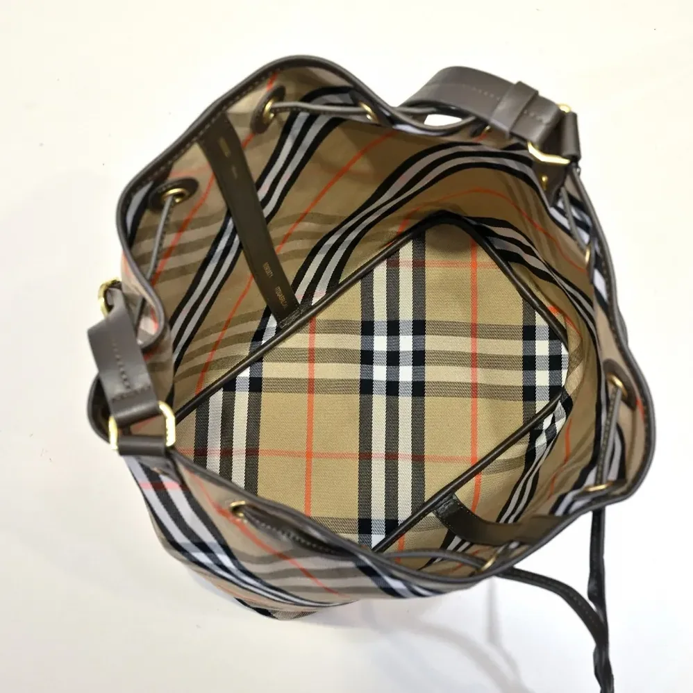 Burberry Medium Check Drawstring Pouch for Women Burberry Medium Check Drawstring Pouch for Women