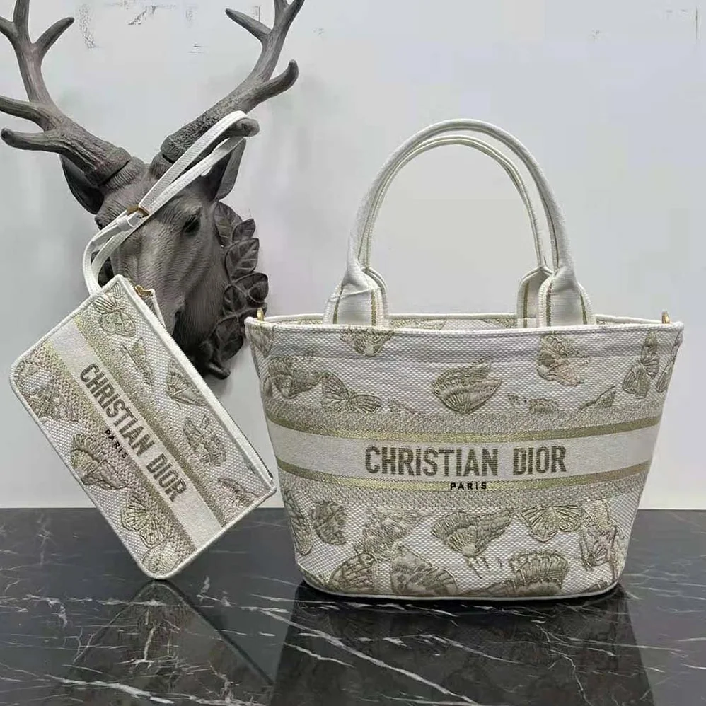 Dior Hat Basket Bag White and Gold-tone Gradient Butterflies Embroidery for Women Dior Hat Basket Bag White and Gold-tone Gradient Butterflies Embroidery for Women