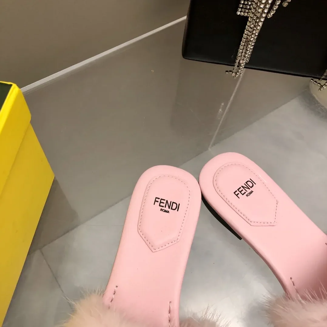 Fendi Pink Mink Slides Fendi Pink Mink Slides