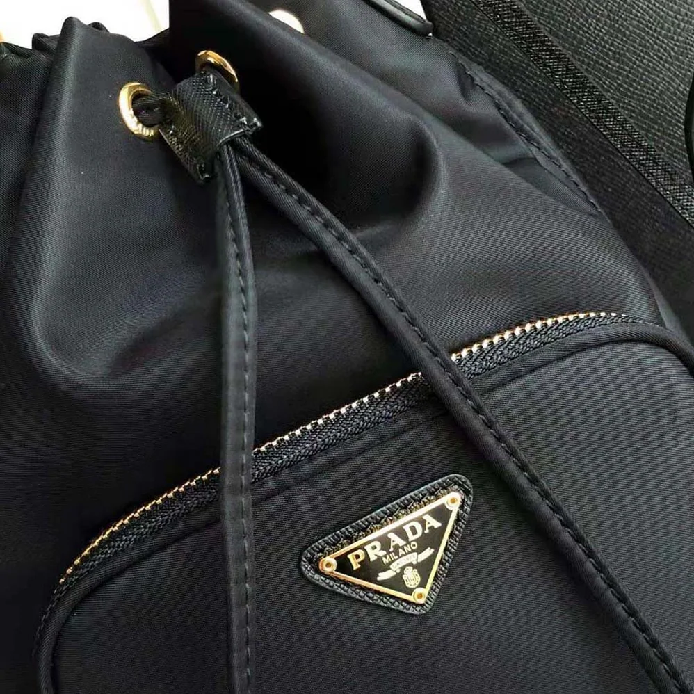 Prada Duet Re-Nylon Shoulder Bag for Women in Black