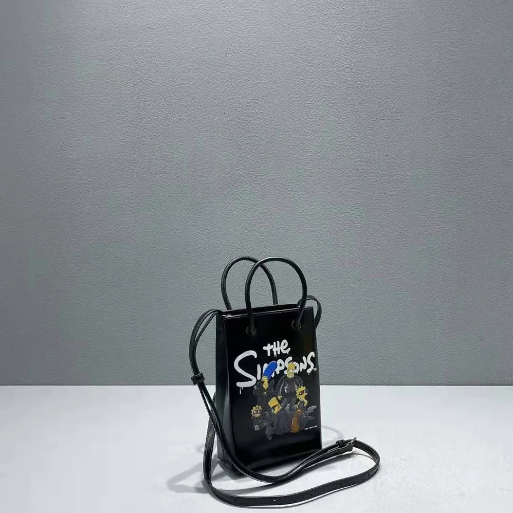 Balenciaga the Simpsons Tm 20th Television Mini Shopping Bag in Shiny Box Calfskin in Black for Women Balenciaga the Simpsons Tm 20th Television Mini Shopping Bag in Shiny Box Calfskin in Black for Women