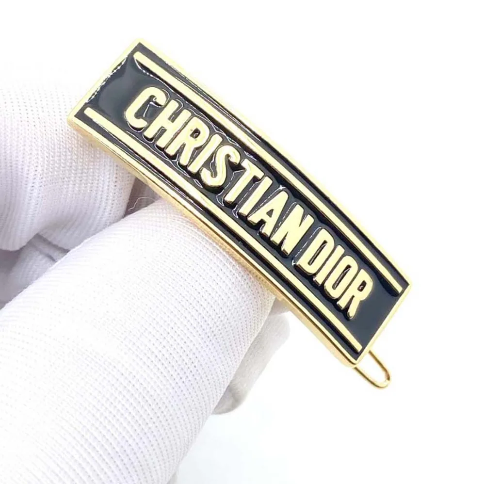 Dior Dior-ID Barrette Gold-Finish Metal and Black Lacquer for Women Dior Dior-ID Barrette Gold-Finish Metal and Black Lacquer for Women