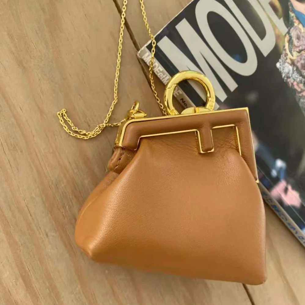 Fendi Nano Fendi First Charm Brown Nappa Leather Charm for Women Fendi Nano Fendi First Charm Brown Nappa Leather Charm for Women