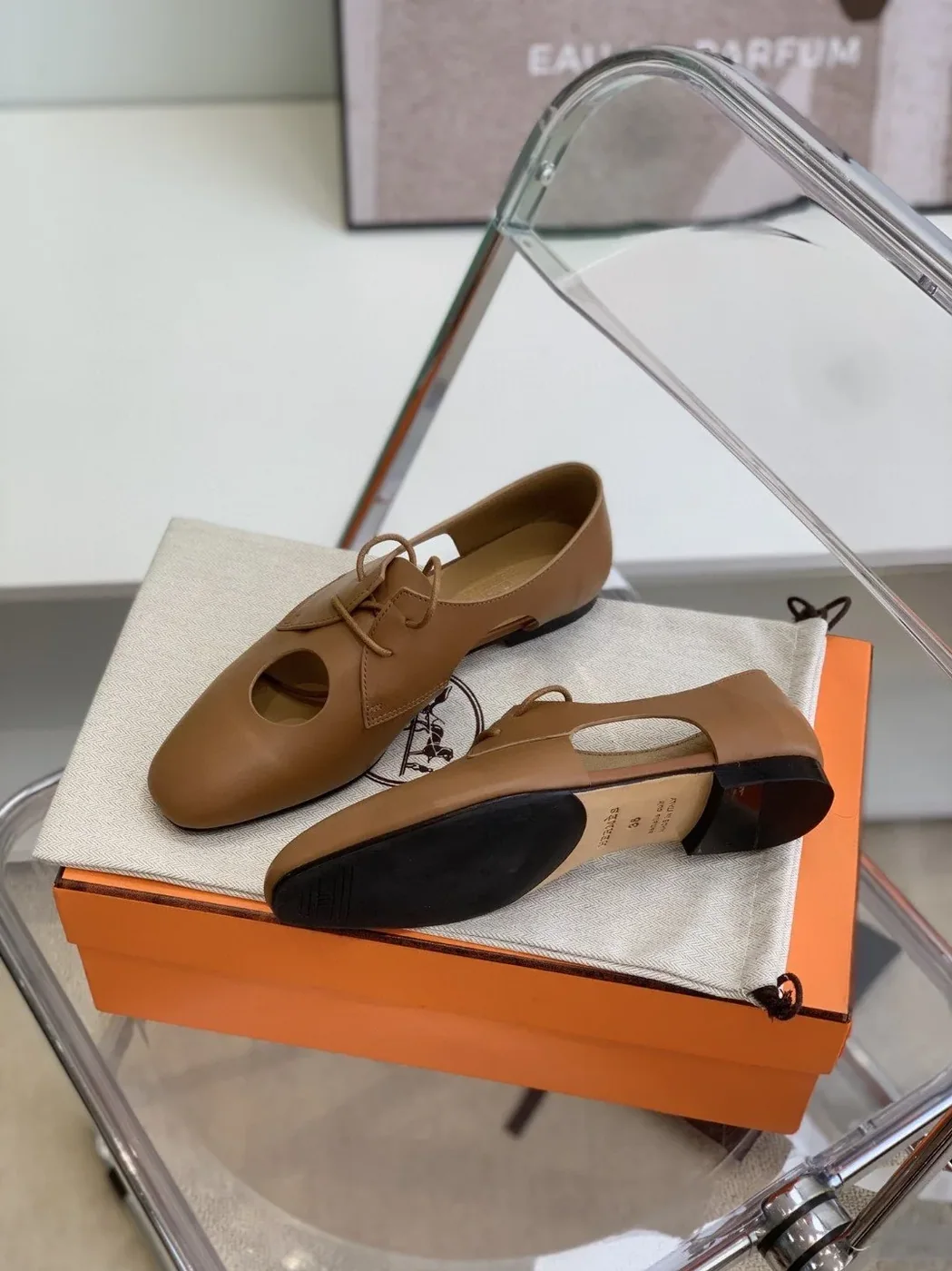 Hermes Epoca Oxford Shoe Brown , Shoes for Women