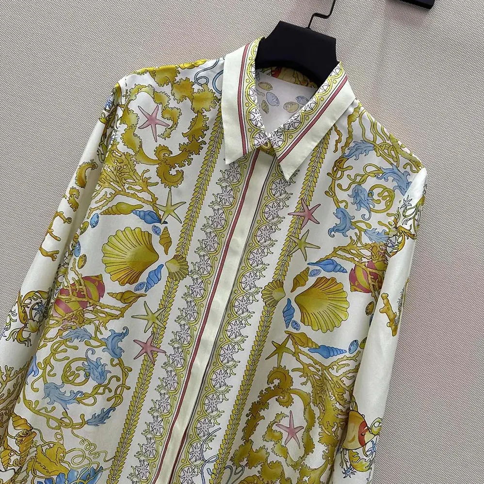 Versace Underwater Barocco Silk Shirt for Women
