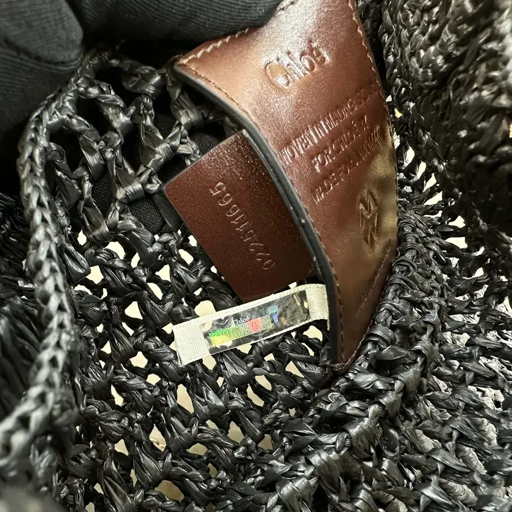 Chloe Summer Banana Tote Bag In Raffia for Women in Black