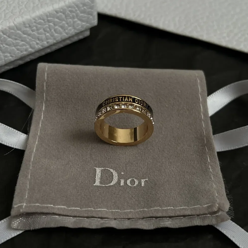 Dior Night Code Ring Gold-Finish Metal White Crystals and Black Lacquer for Women Dior Night Code Ring Gold-Finish Metal White Crystals and Black Lacquer for Women