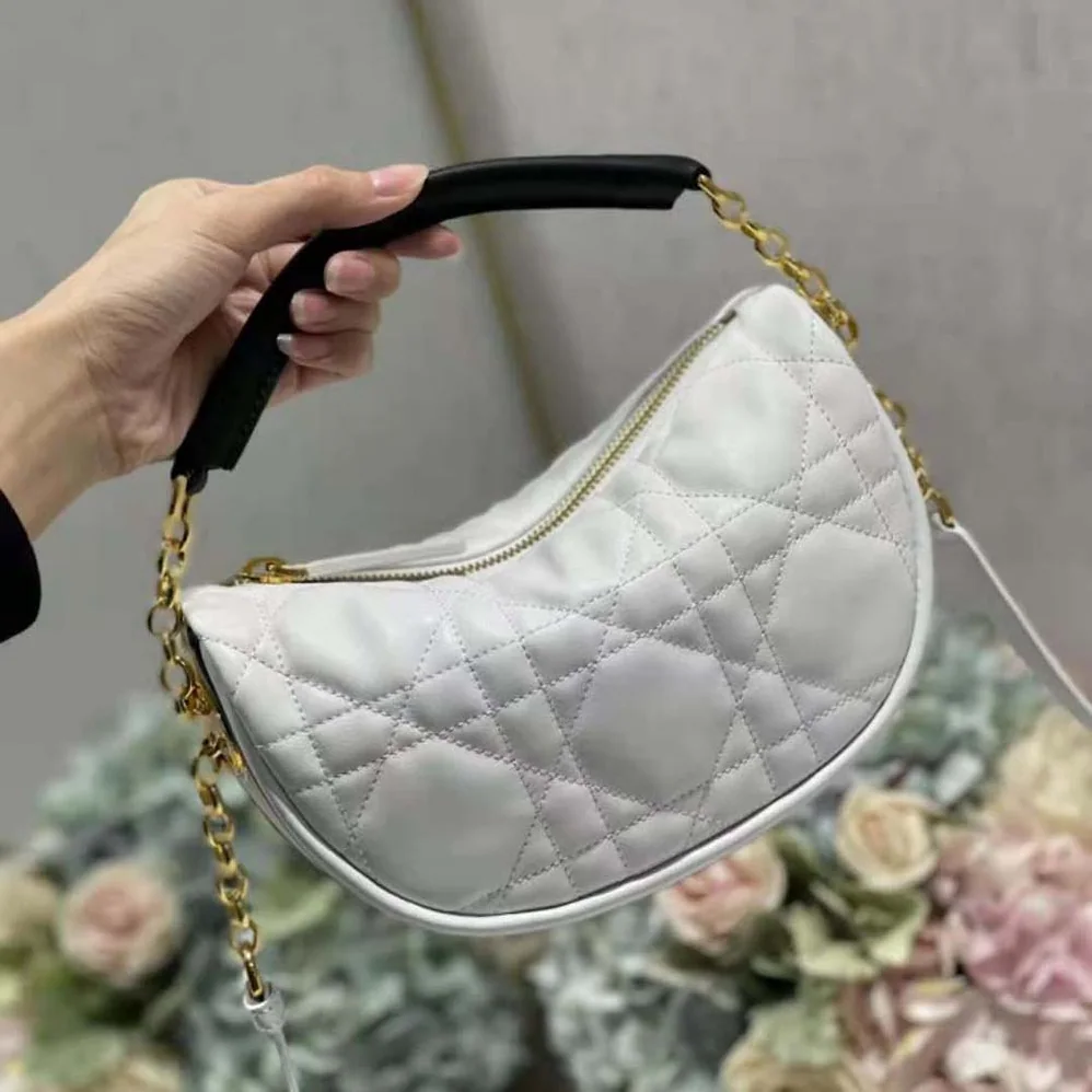 Dior Small Dior Vibe Hobo Bag White Cannage Lambskin for Women