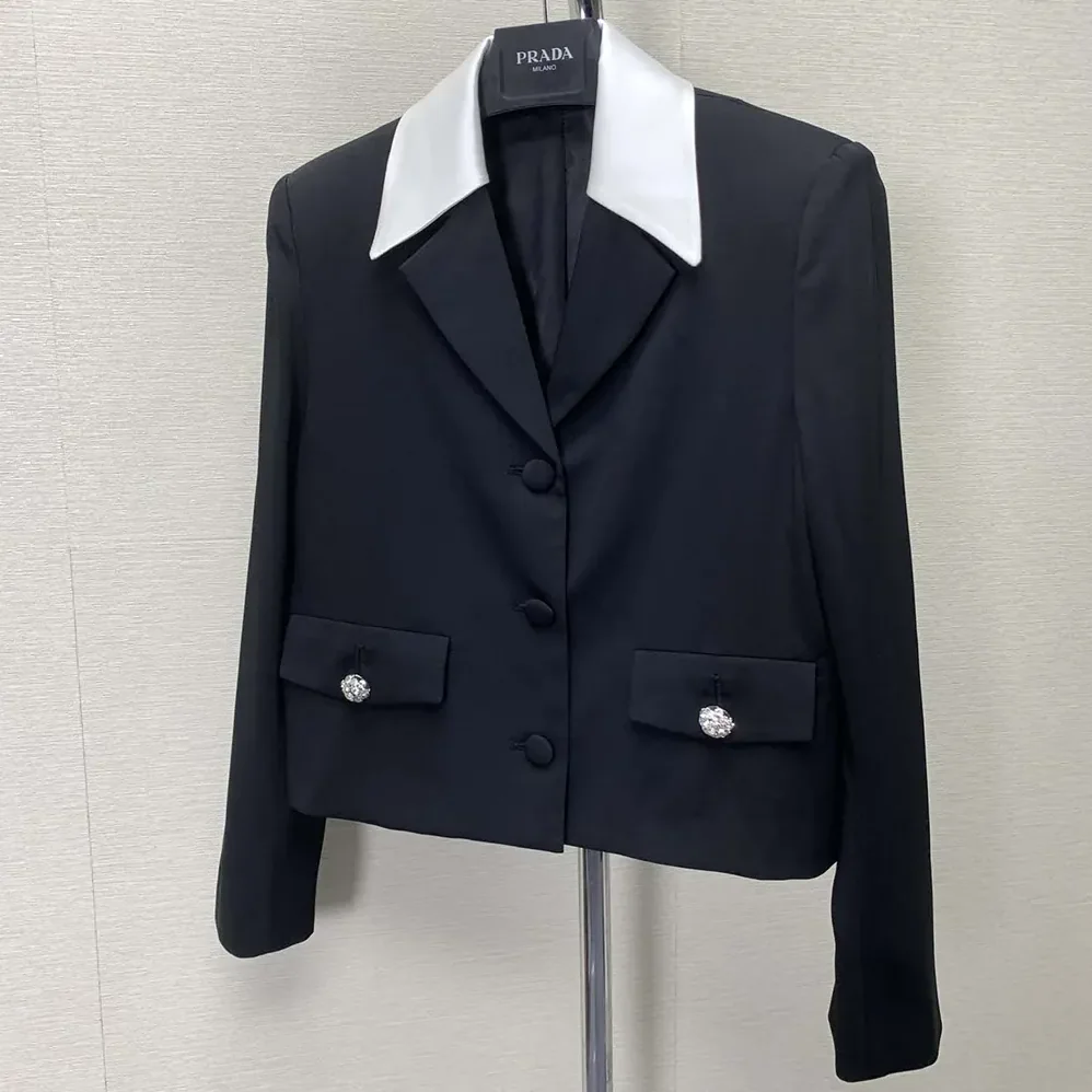 Prada Single-breasted Wool and Satin Jacket for Women
