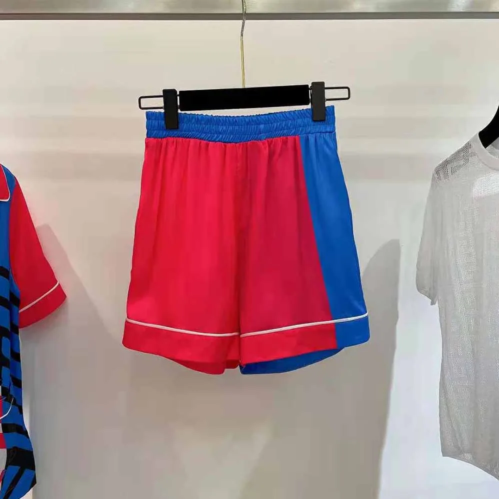Dior Chez Moi Shorts Bright Pink and Fluorescent Blue Silk Twill for Women