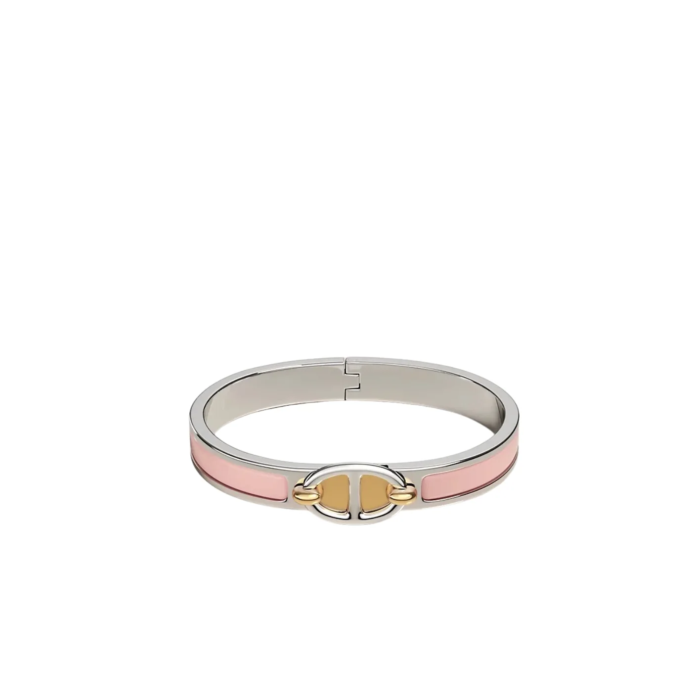 Hermes Mini Clic Chaine D Ancre Bracelet Rose Candeur Silver Hardware