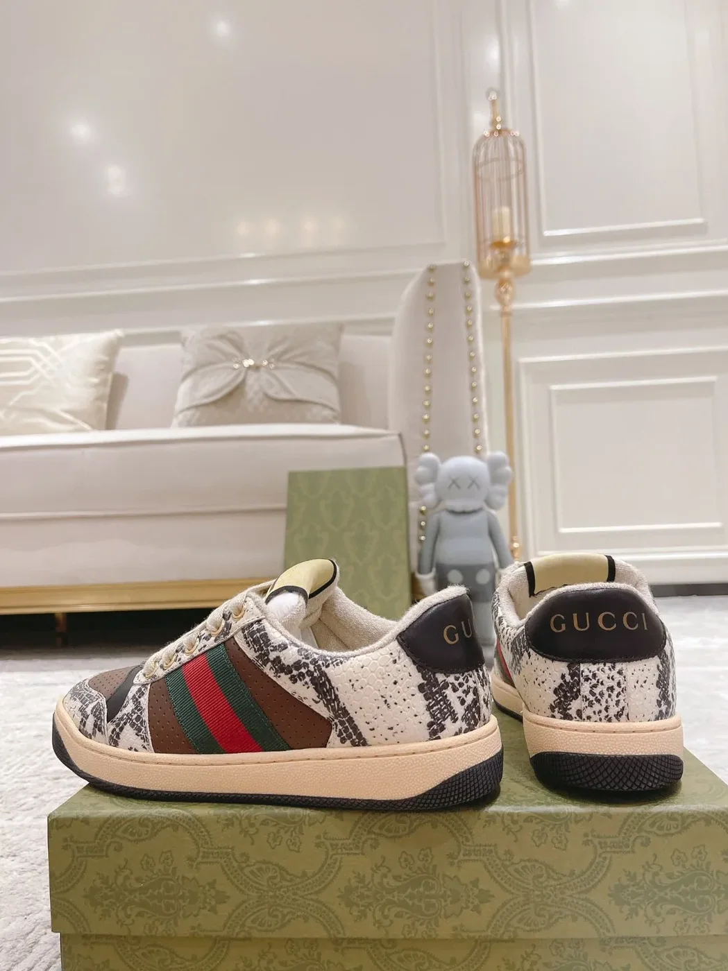 Gucci Screener Python in Effect Beige GG Shoes Gucci Screener Python in Effect Beige GG Shoes