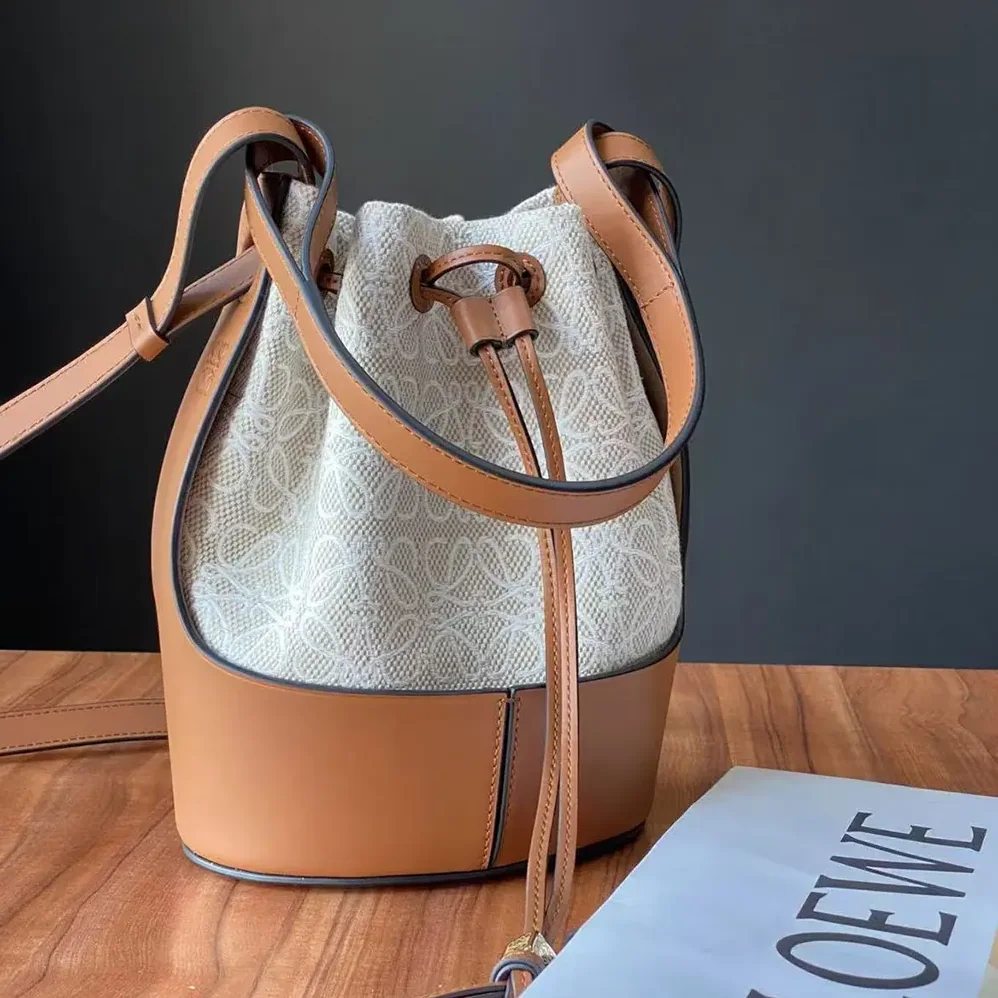 Loewe Small Balloon Bag in Anagram Linen and Calfskin for Women