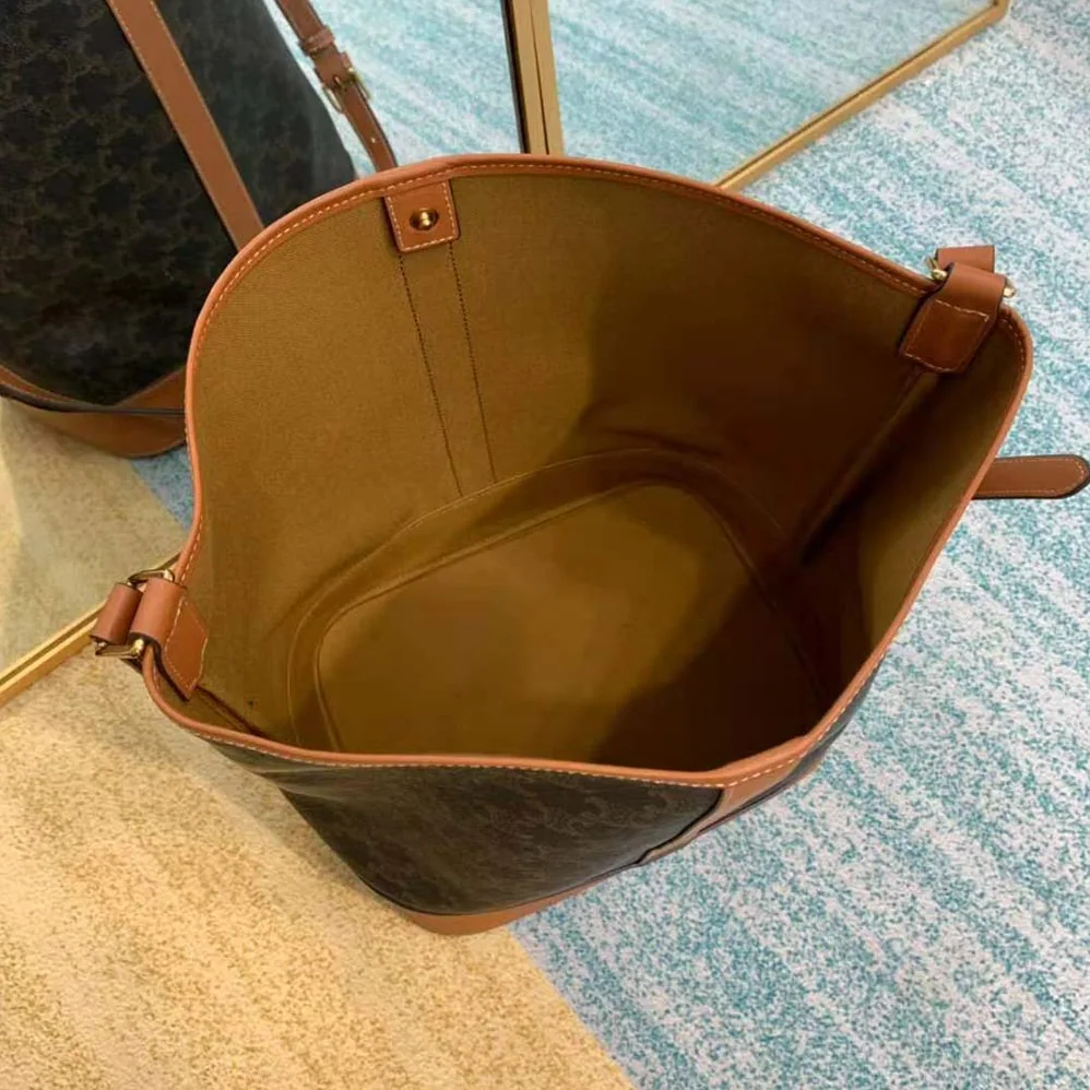 Celine Medium Bucket in Triomphe Canvas for Women in Brown Celine Medium Bucket in Triomphe Canvas for Women in Brown