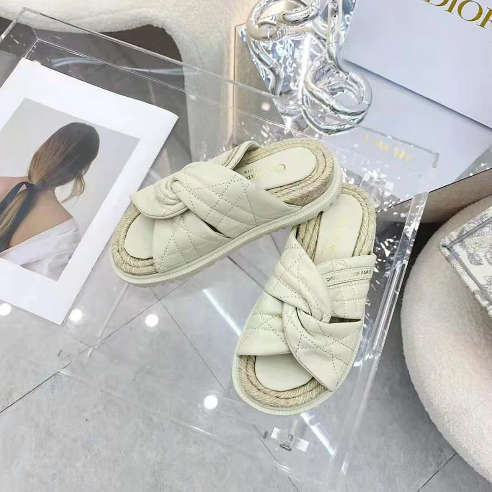 Dior Dtwist Slide White Cannage Lambskin for Women Dior Dtwist Slide White Cannage Lambskin for Women