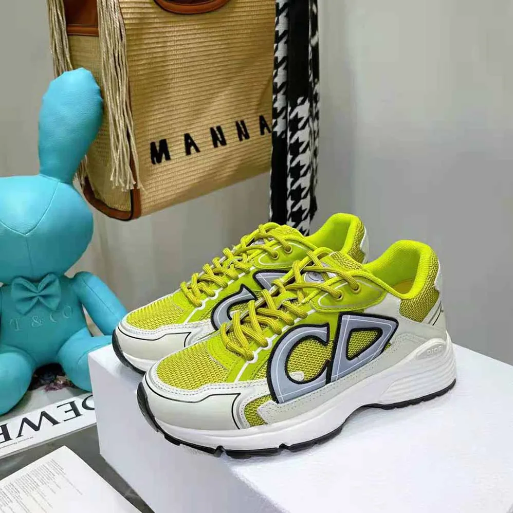 Dior B30 Sneaker Yellow Mesh and White Technical Fabric for Men
