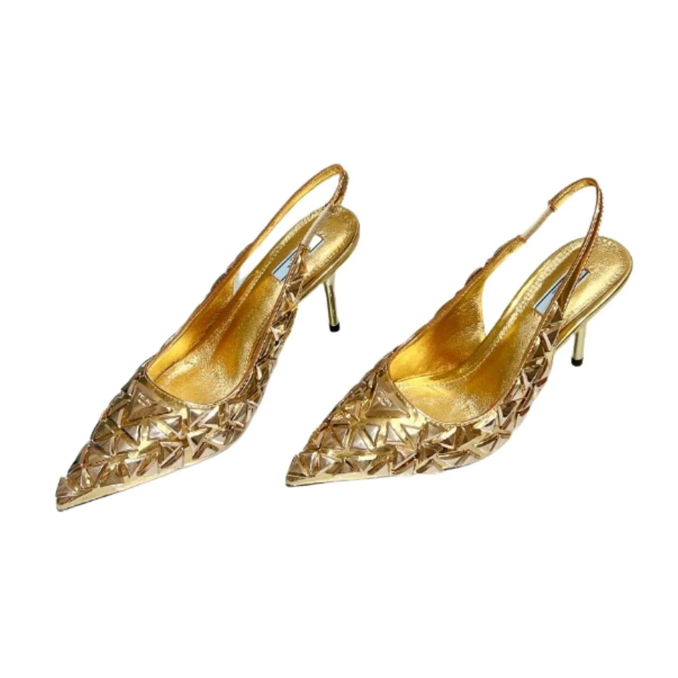 Prada Slingback Spike Pumps Gold