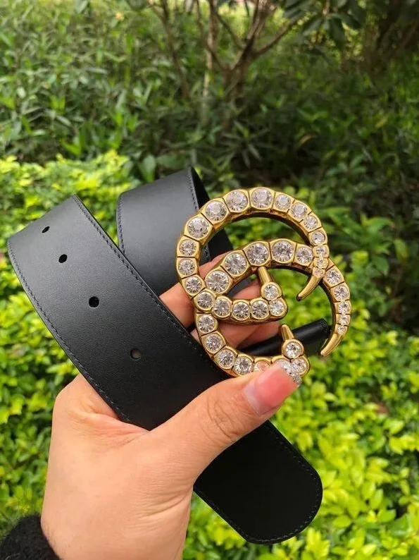 Gucci Belt With Double G Crystals Buckle Black