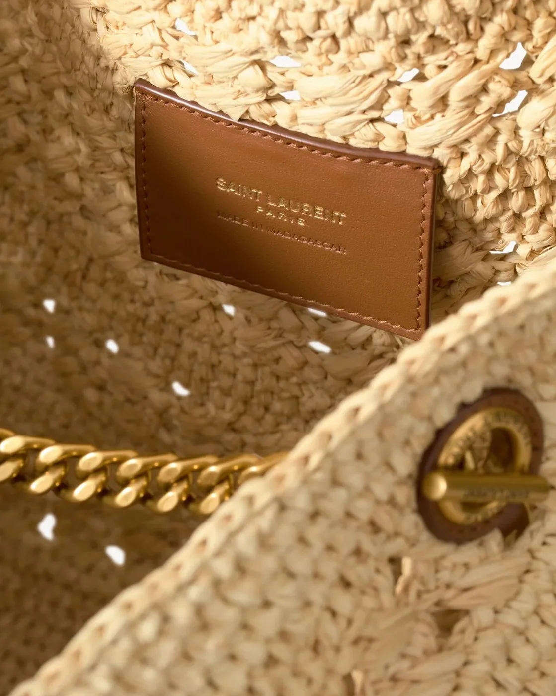 Saint Laurent Icare Medium Tote Bag in Natural Raffia Bronze Hardware Saint Laurent Icare Medium Tote Bag in Natural Raffia Bronze Hardware