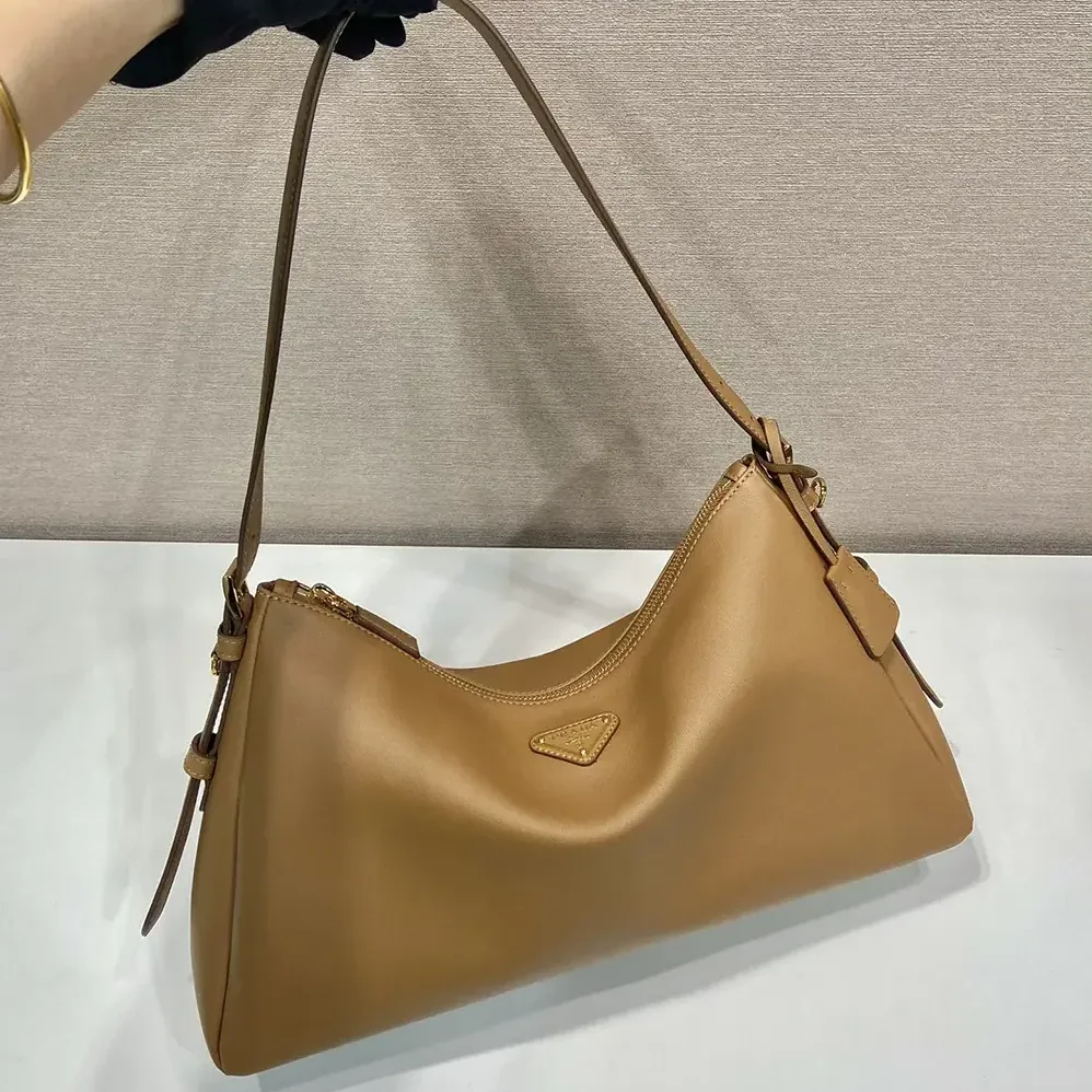 Prada Aimée Large Leather Shoulder Bag for Women in Brown Prada Aimée Large Leather Shoulder Bag for Women in Brown