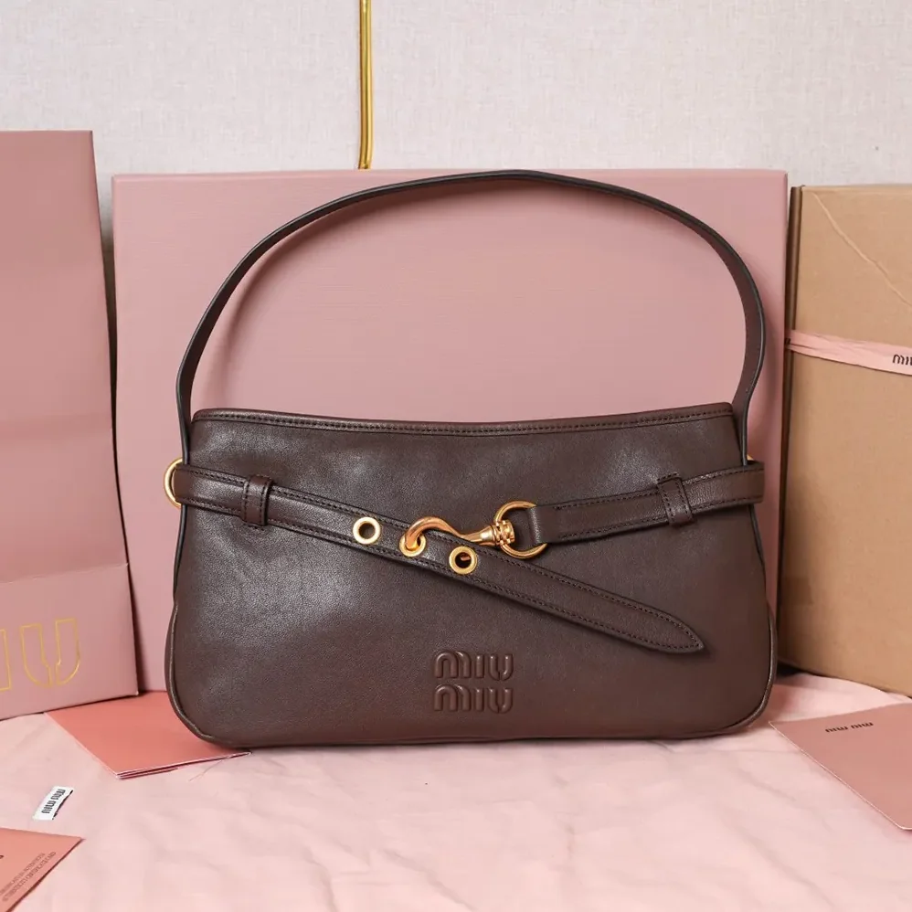 Miu Miu Aventure Nappa Leather Bag for Women in Briarwood Miu Miu Aventure Nappa Leather Bag for Women in Briarwood