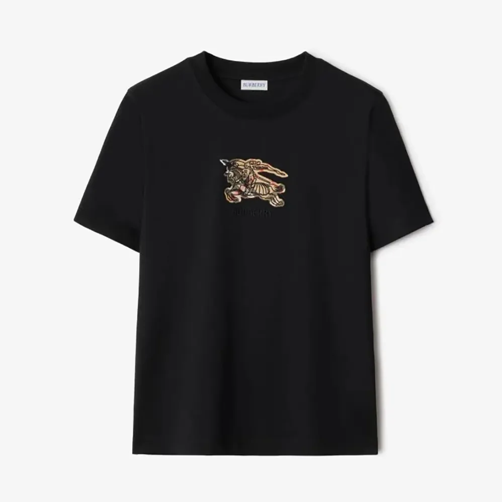 Burberry EKD Check Cotton T-shirt for Men in Black Burberry EKD Check Cotton T-shirt for Men in Black