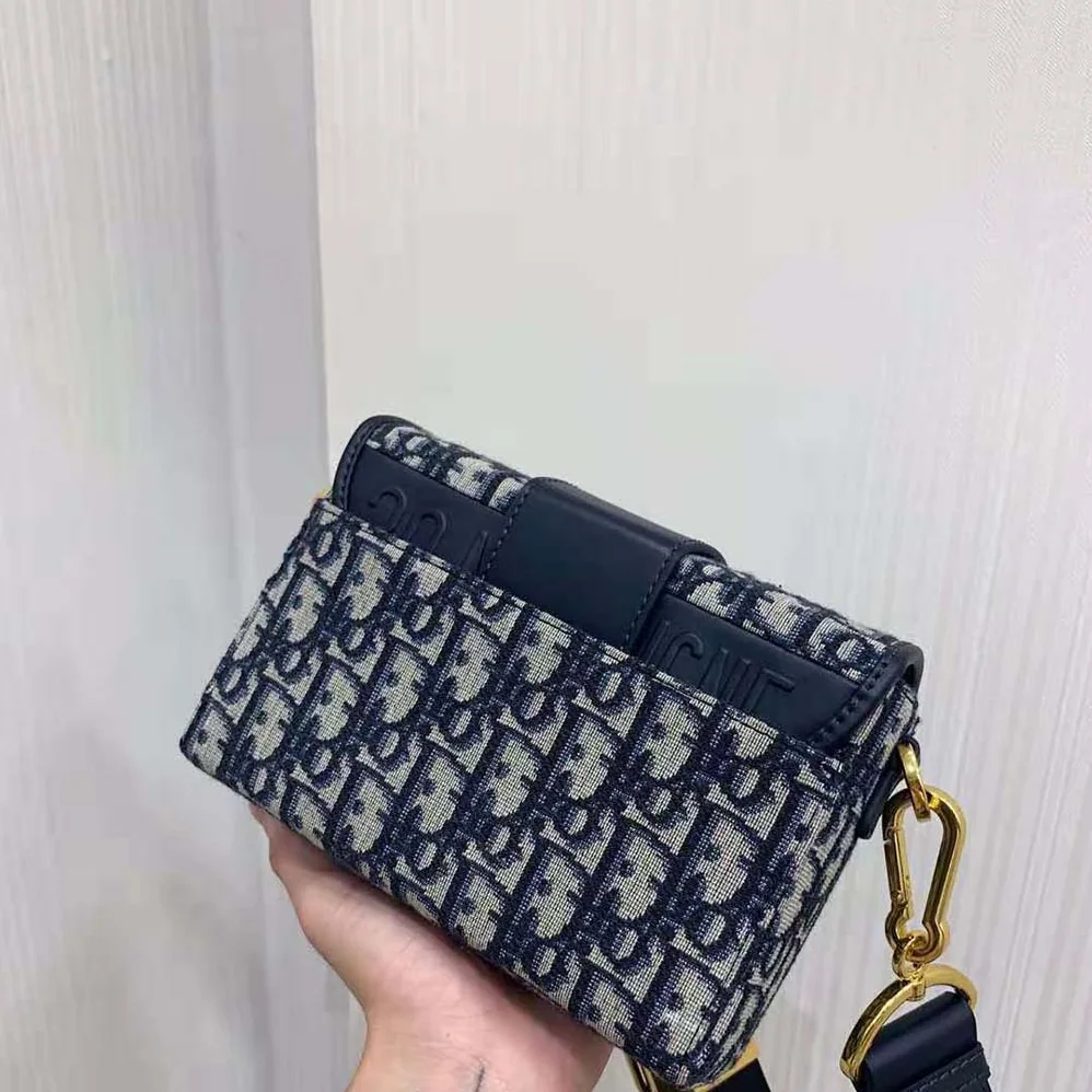 Dior 30 Montaigne Box Bag Blue Dior Oblique Jacquard for Women