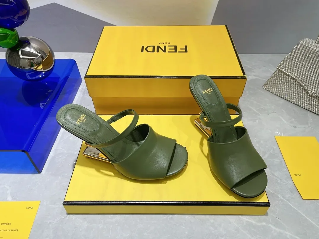 Fendi First Dark Green High in Heeled Sandals