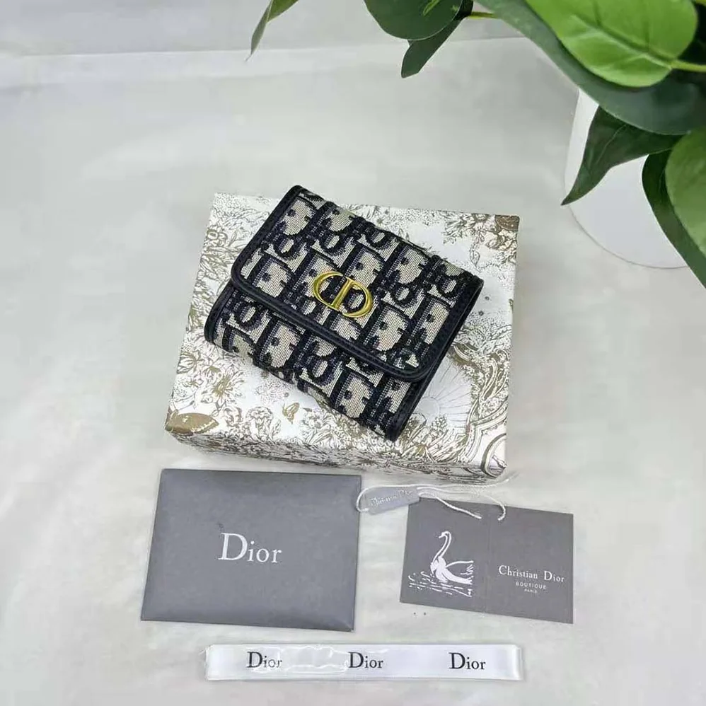 Dior 30 Montaigne Lotus Wallet Blue Dior Oblique Jacquard for Women Dior 30 Montaigne Lotus Wallet Blue Dior Oblique Jacquard for Women