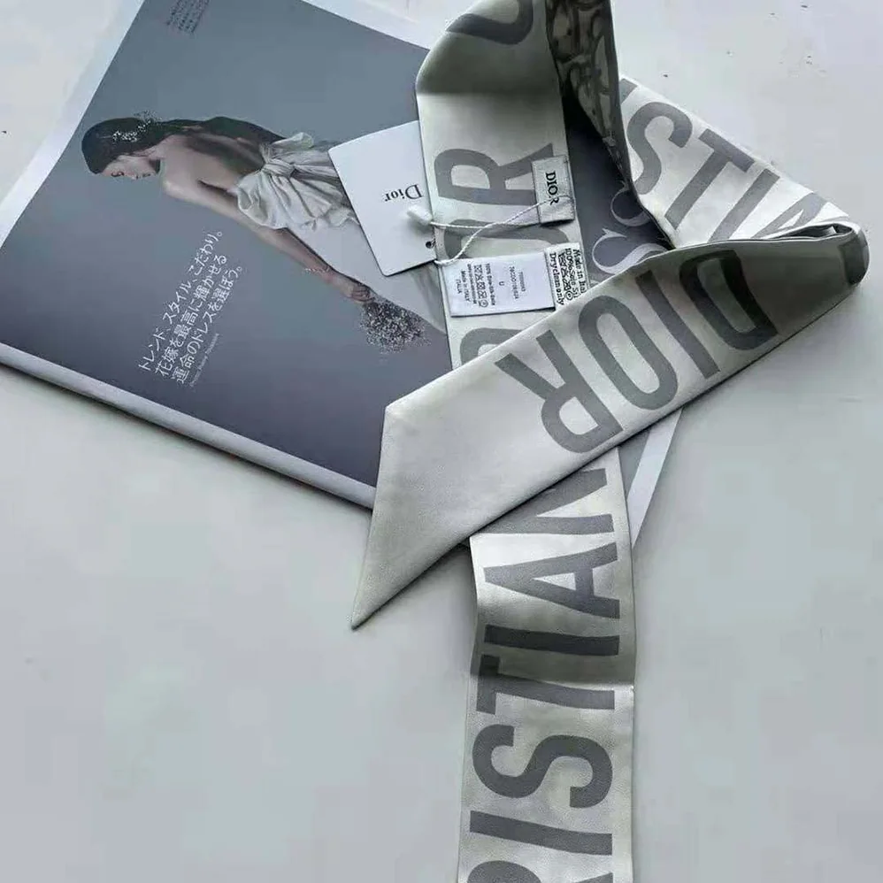 Dior Oblique Mitzah Scarf Gray Silk Twill for Women Dior Oblique Mitzah Scarf Gray Silk Twill for Women