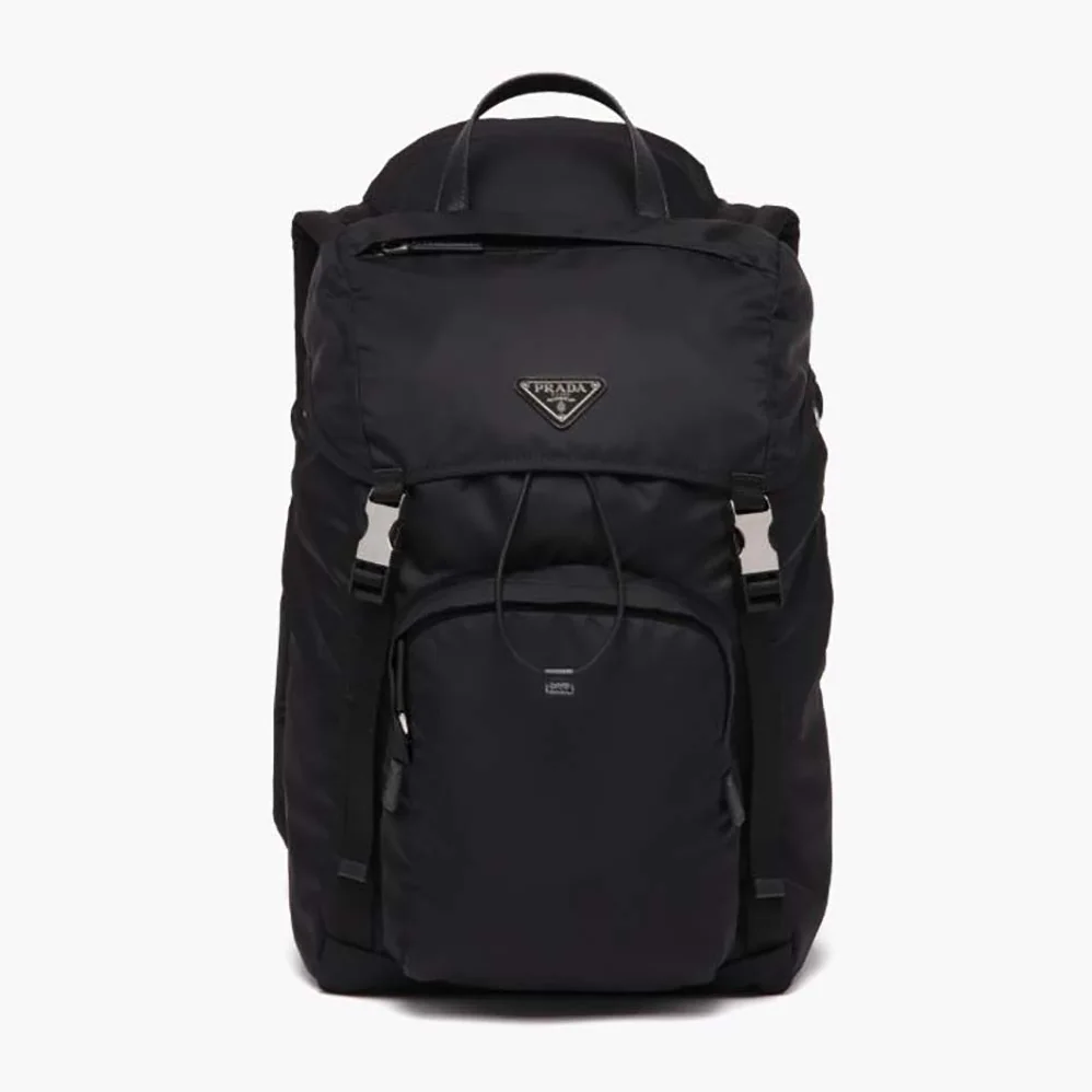 Prada Re-Nylon and Saffiano Leather Backpack with Hood for Men Prada Re-Nylon and Saffiano Leather Backpack with Hood for Men