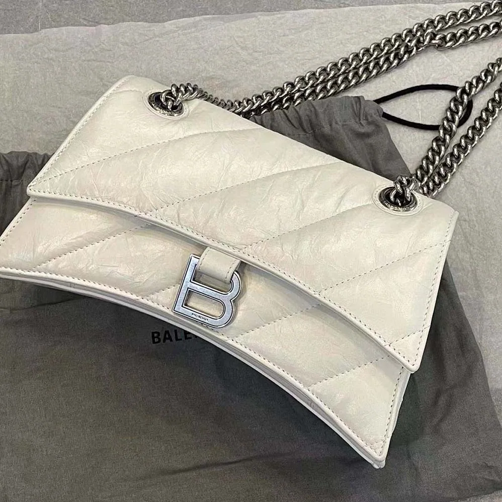 Balenciaga Crush XS Chain Bag Quilted in Optic White for Women Balenciaga Crush XS Chain Bag Quilted in Optic White for Women