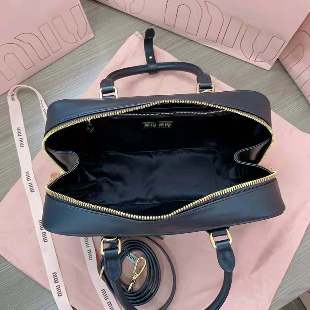 Miu Miu Arcadie Leather Bag for Women in Black Miu Miu Arcadie Leather Bag for Women in Black