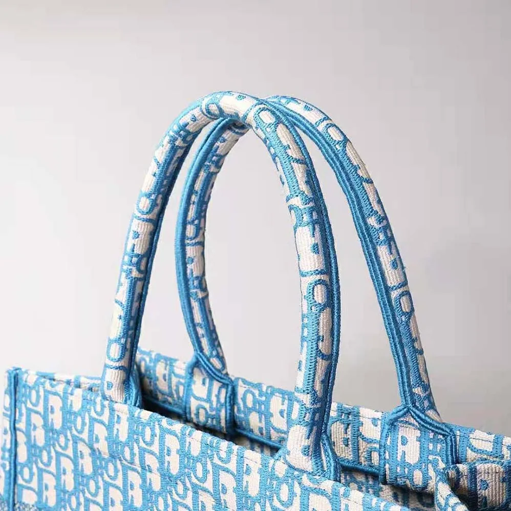 Dior Small Dior Book Tote Cornflower Blue Dior Oblique Embroidery for Women Dior Small Dior Book Tote Cornflower Blue Dior Oblique Embroidery for Women