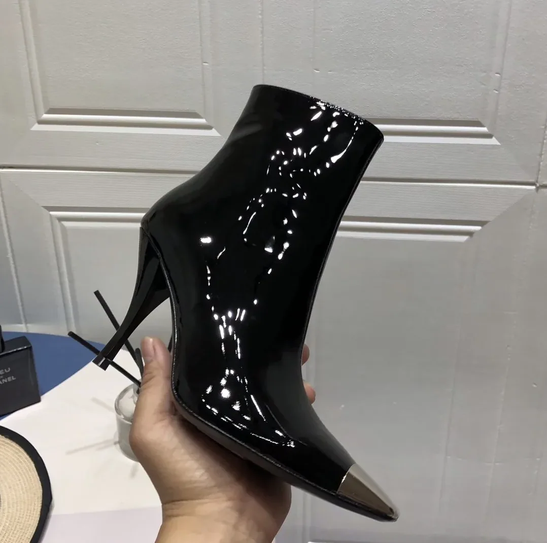 Saint Laurent Marita Square Toe Stiletto Ankle Boots Black YSL Saint Laurent Marita Square Toe Stiletto Ankle Boots Black YSL