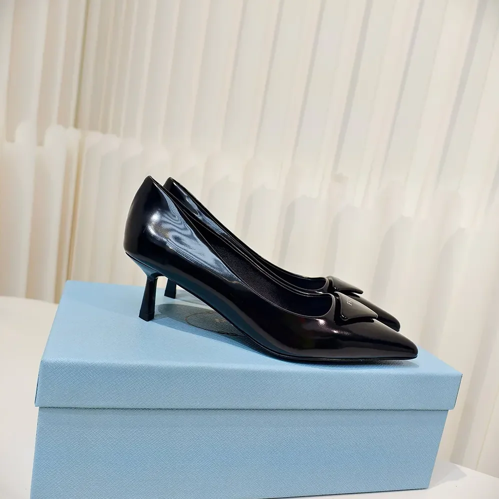 Prada Brushed Leather Pumps for Women in Black
